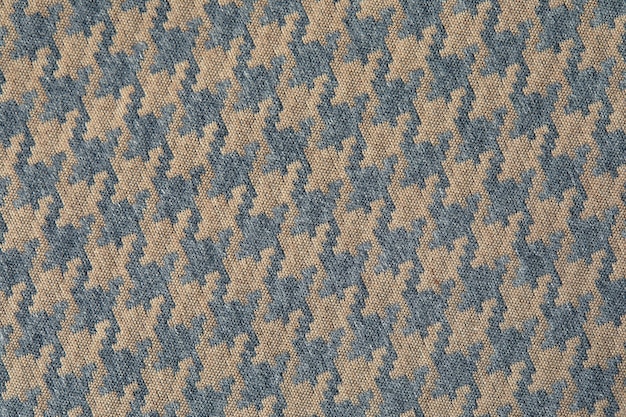 Tweed clásico Fondo de lana Textura Abrigo de primer plano Tejido de traje de hombre caro El cheque de Glenurquhart está hecho de tela de lana con diseño de sarga tejida de cuadros pequeños y grandes Seamles de pata de gallo