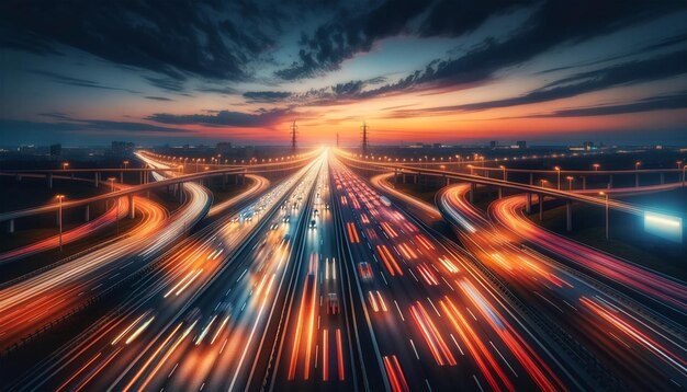 Twilight Expansive Highway Abend Landschaft