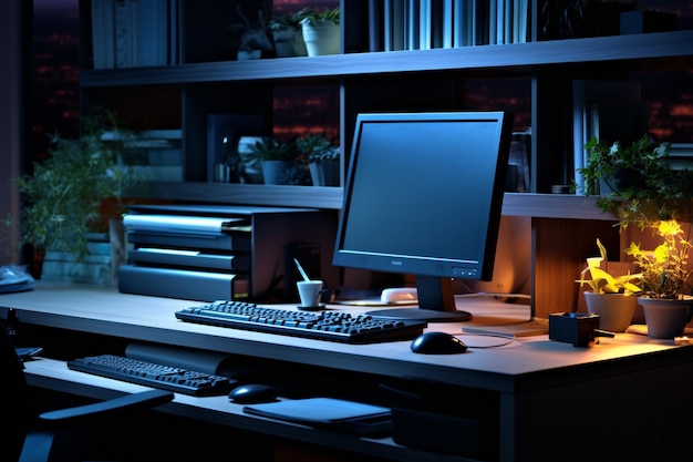 Twilight Task Tranquility Dark Office Foto de fundo