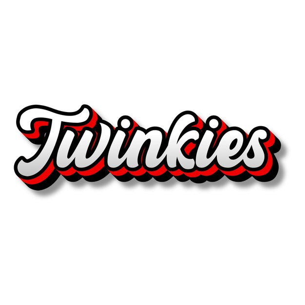 Foto twinkies texto 3d plateado rojo negro blanco fondo foto jpg