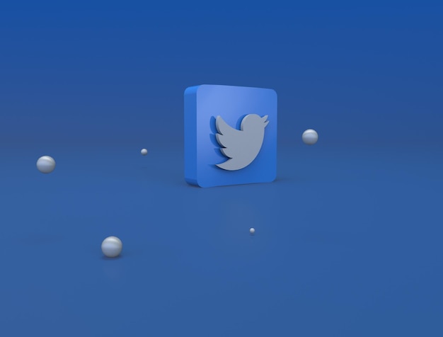 Twitter 3D-Logo 3D-Renderbild Illustration