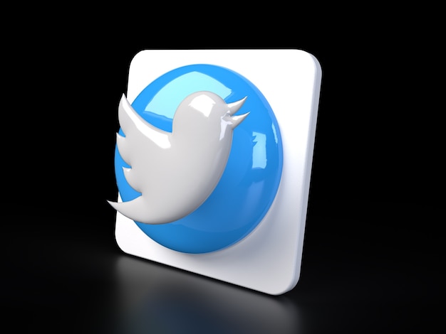 Twitter icono del logotipo del círculo 3d Premium Photo 3D renderizado mate brillante