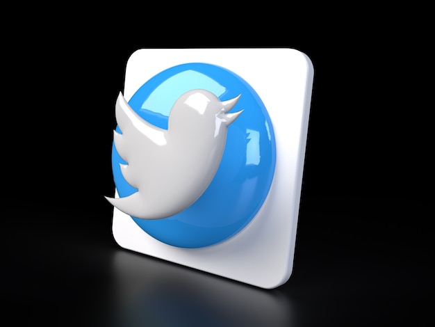 Twitter-Kreis-Logo-Symbol 3d Premium Photo 3D Glossy Matte Rendering