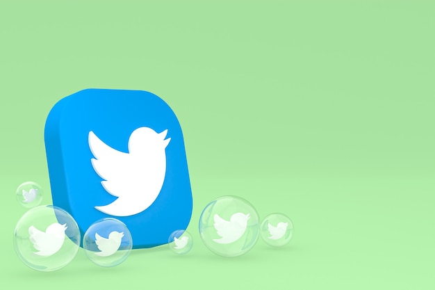 Twitter-Symbol auf dem Bildschirm Smartphone oder mobiles 3D-Rendering