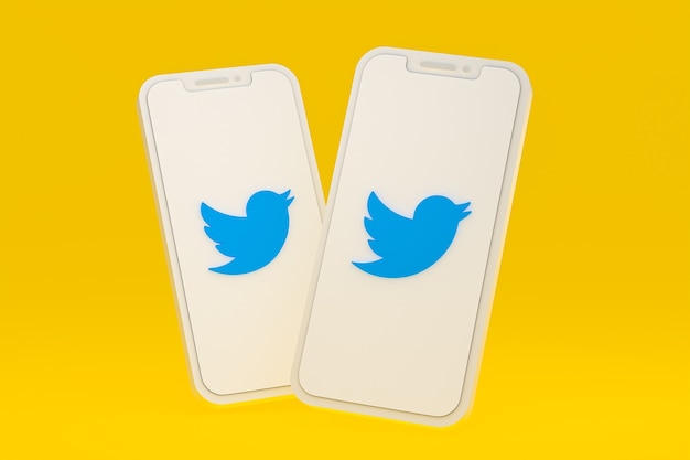 Twitter-Symbol auf dem Bildschirm Smartphone oder mobiles 3D-Rendering