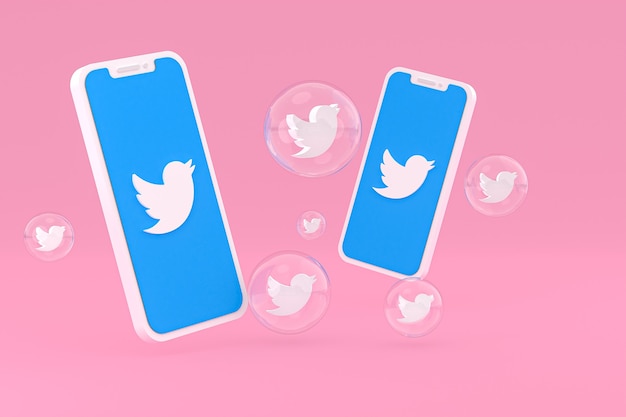 Twitter-Symbol auf dem Bildschirm Smartphone oder mobiles 3D-Rendering