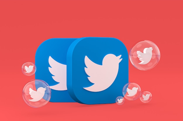 Twitter-Symbole 3D-Rendering