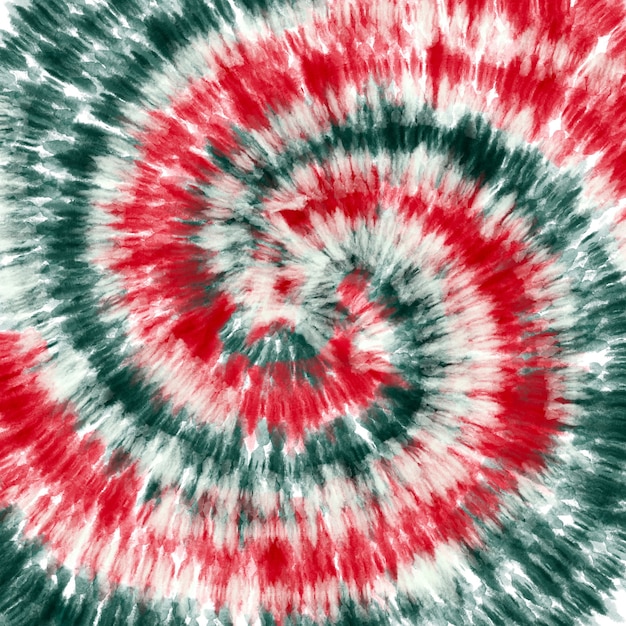 Tye Dye fondo espiral blanco verde rojo.