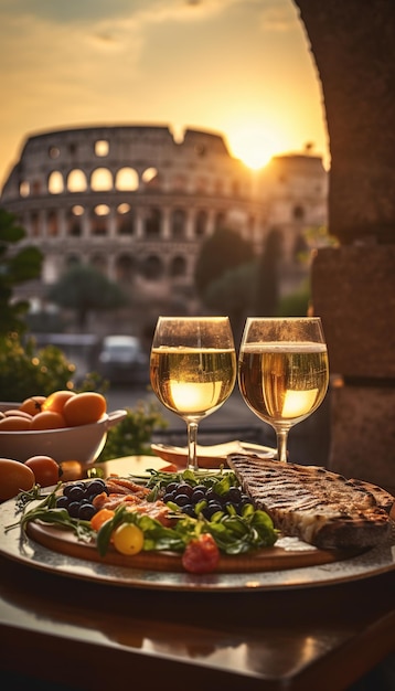 Typisch italienisches Essen Verschiedene Tapas und Canapes an der Bartabelle Dunkelheit und romantische Atmosphäre
