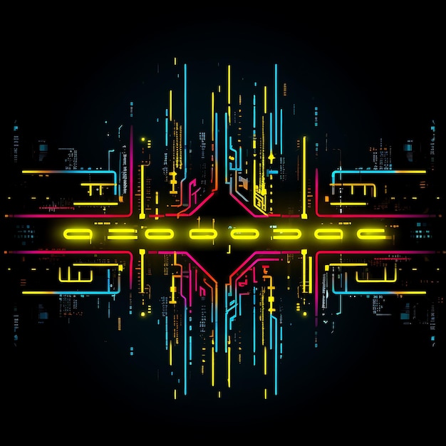 Typografia Cyberpunk Design Borderline Linhas de Neon Estilo Retr Y2K Formas Neon Arte de Luz Transparente