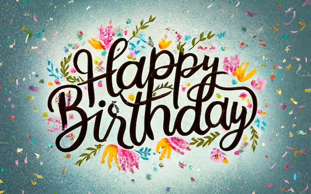 Typografie Die Kalligraphie des Wortes „Happy Birthday“ ist sehr detailliert