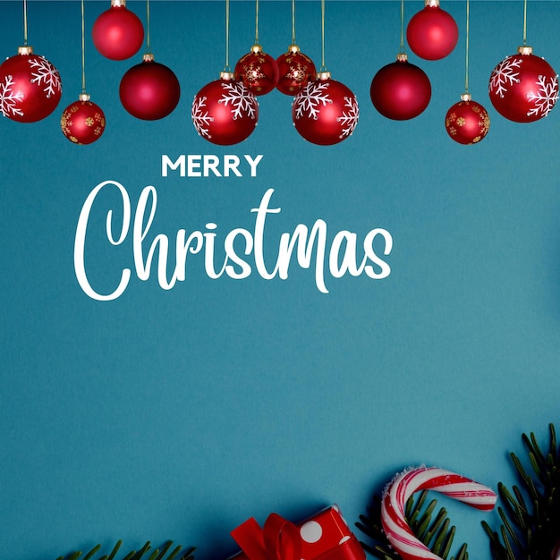 Typografischer Hintergrund mit weihnachtlichen Elementen Geschenke Frohe Weihnachten Hintergrund festliche dekorative Objekte flach legen Draufsicht Weihnachtsplakat Urlaub Banner stilvolle Broschüre Grußkarte