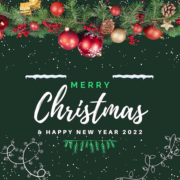 Typografischer Hintergrund mit weihnachtlichen Elementen Geschenke Frohe Weihnachten Hintergrund festliche dekorative Objekte flach legen Draufsicht Weihnachtsplakat Urlaub Banner stilvolle Broschüre Grußkarte