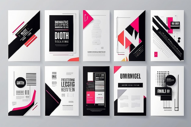 Typografisches Design und minimalistische Hintergrundelemente Eine Reihe von Vektorelementen