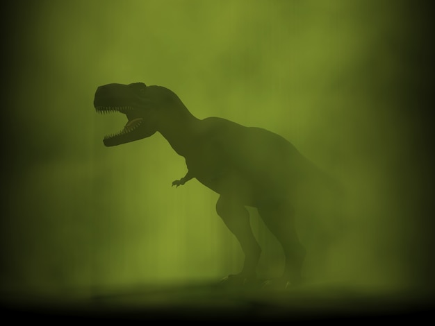 Tyrannosaurus Rex im Nebel Geheimnisvoller dunkler Hintergrund 3d