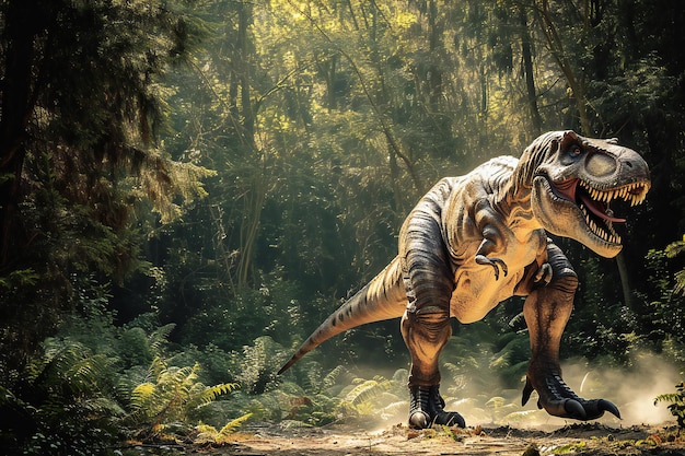 Foto tyrannosaurus rex na floresta