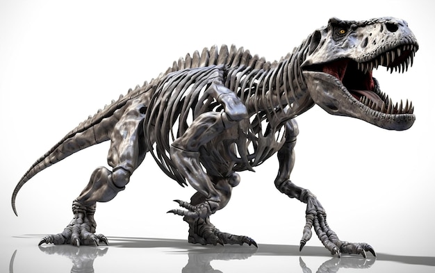 Tyrannosaurus Rex Skelett auf isolierter Hintergrund-KI