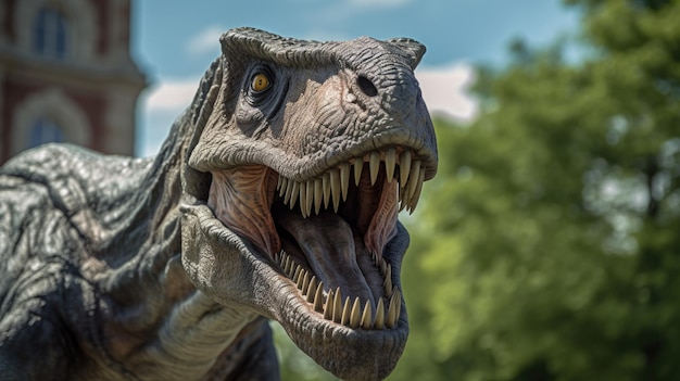 Foto tyrannosaurus trex im waldhintergrund