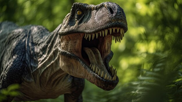 Foto tyrannosaurus trex im waldhintergrund