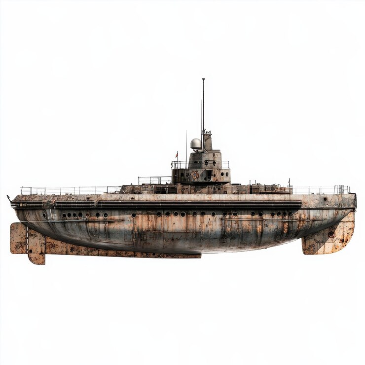 Foto u-boat isolado em um fundo branco sólido
