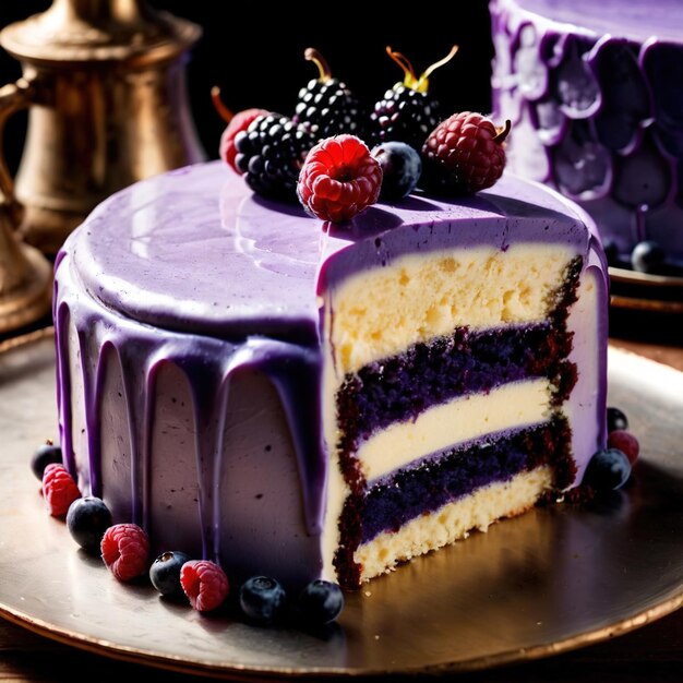 Foto ube cake tradicional popular bolo de sobremesa doce