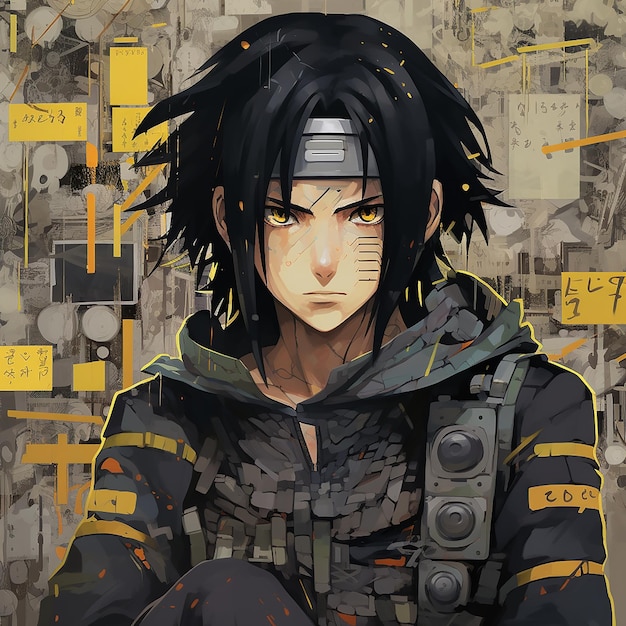 Foto uchiha sasuke do anime naruto cabelo preto olho preto