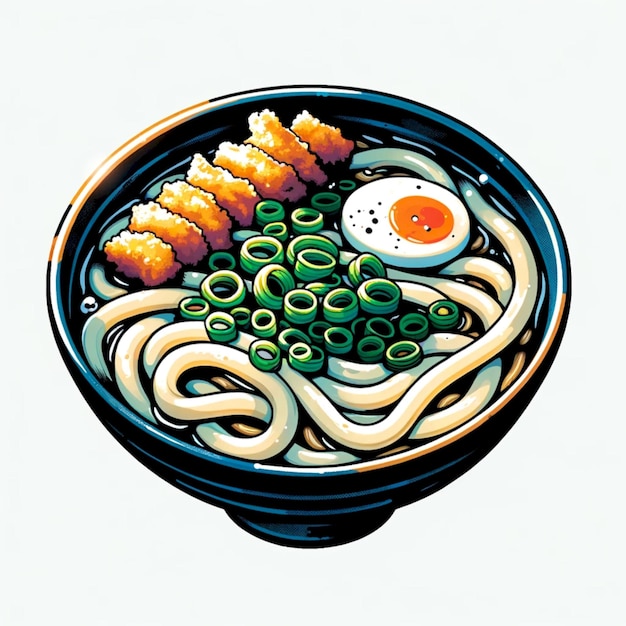 Udon-Nudeln, eine Illustration traditioneller japanischer Speisen