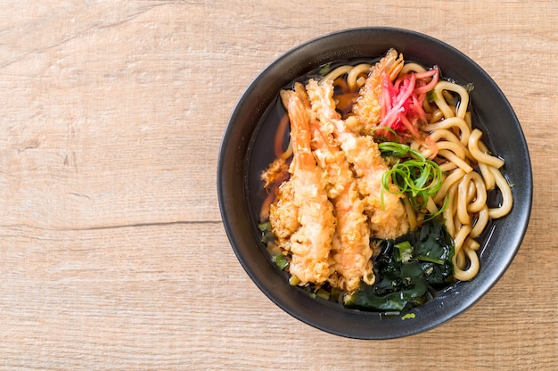 udon ramen fideos con gambas tempura