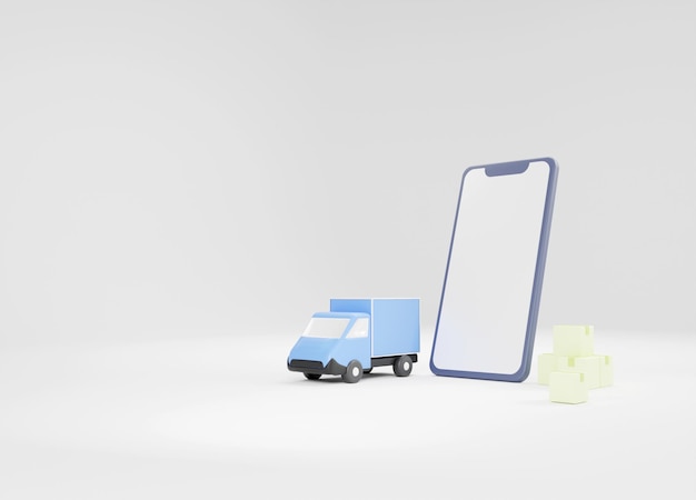 Überprüfung der Lieferservice-App auf dem Mobiltelefon in 3D-Rendering