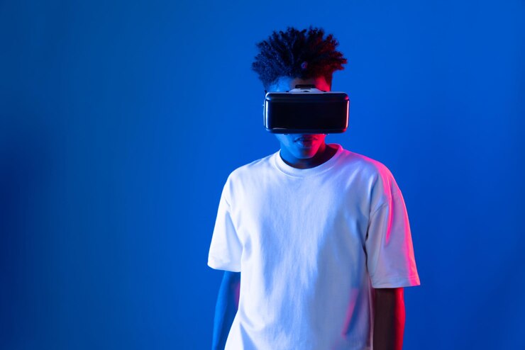 Foto überraschende afrikanische vr-objekt-hologramm-neonwand contrivance