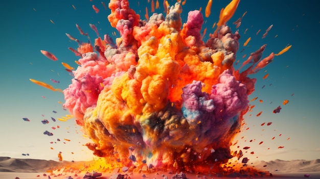 Foto Überraschende geschenkkiste farbenfrohe explodierende spritzwandpapier ki-generiertes bild