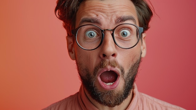 überrascht Mann auf einem festen Farbhintergrund