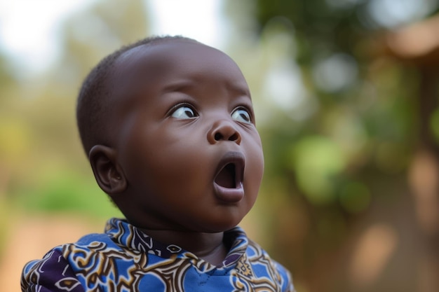 Foto Überrascht und schockiert, afrikanisches baby, kleines kleinkind, das verblüfft aussieht.