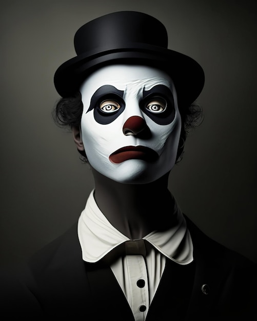 Foto Übertreffliche gesichtsausdrücke von mime-clown-porträt