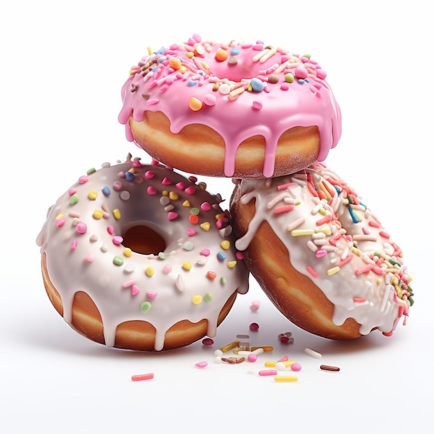 Übertriebene rosa Donuts auf weißem Hintergrund