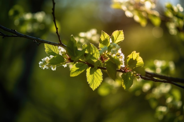 Üppiger grüner Baumzweig mit Blättern Generative KI