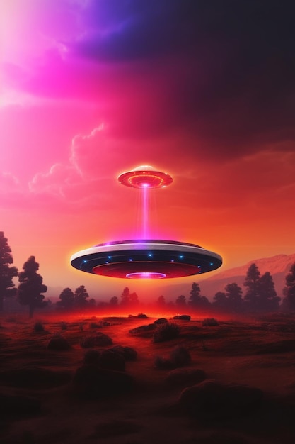 Ufo abducción cielo rojo