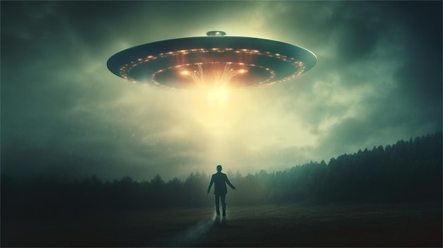 UFO entführt einen jungen Mann Mixed Media Mixed Media