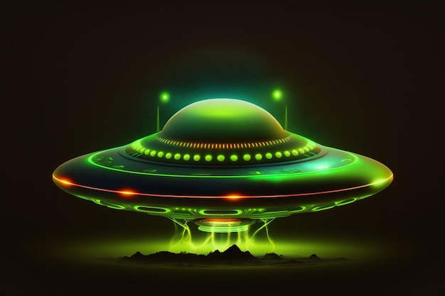 UFO-Entführungsneonfarben leuchten am dunklen Himmel