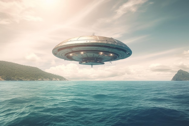 Ufo-Fliege über dem Meer Marine Generate Ai