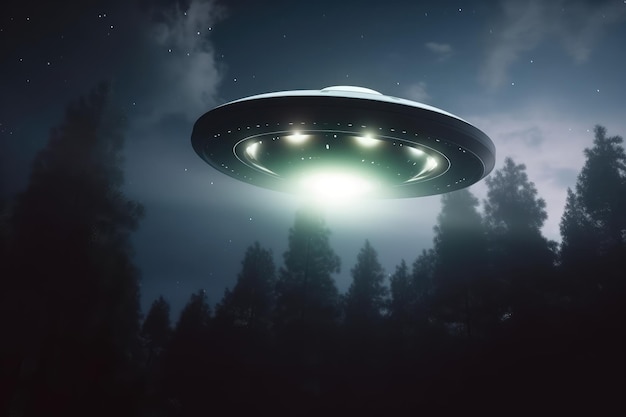 UFO fliegt nachts mit Außerirdischen und entführt Strahl