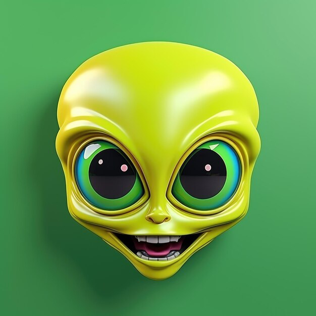 Ufo humanoide 3D iconos estilo dibujos animados botones brillantes para interfaz web educación preescolar para niños copiar espacio fondo aislado