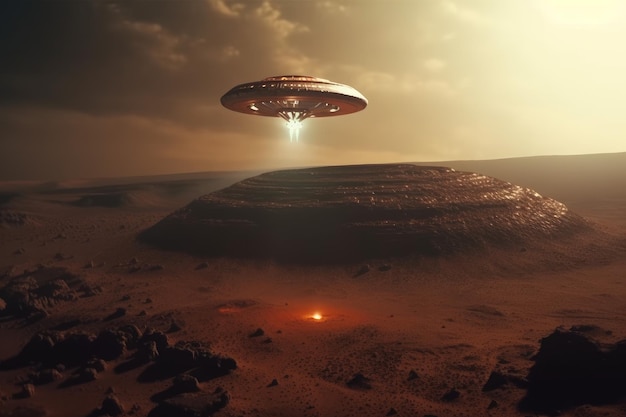 Ufo-Mars-Planetenfliege Generieren Sie Ai
