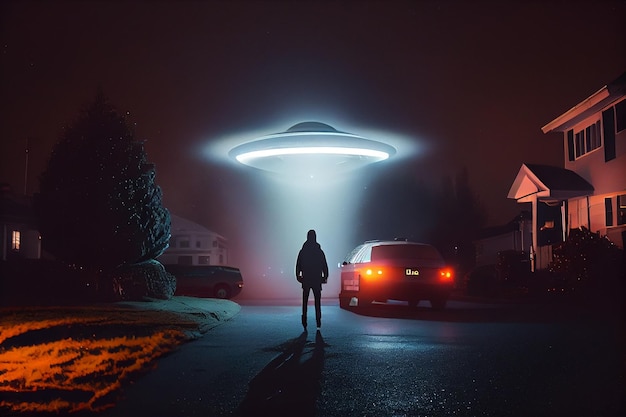 UFO oder UAP entführt nachts einen MenschenGenerative KI