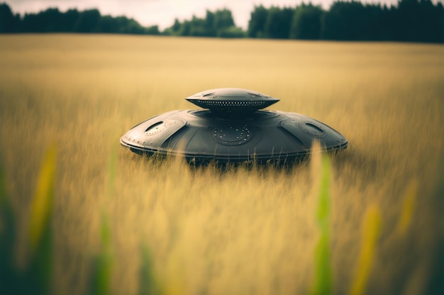 UFO pousando em um campo