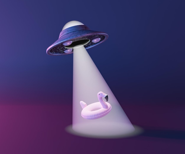 Foto ufo roubando tubo em forma de flamingo