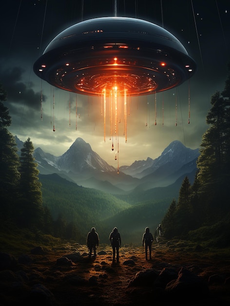 UFO-Sichtungen im nächtlichen Hintergrund