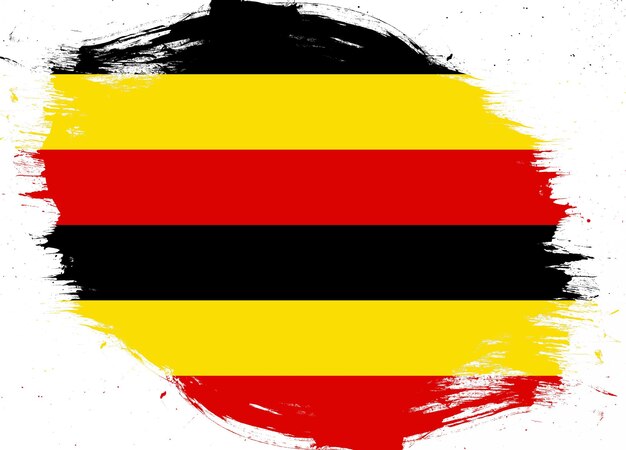Uganda-Flagge auf beunruhigtem Grunge-Bürstenhintergrund