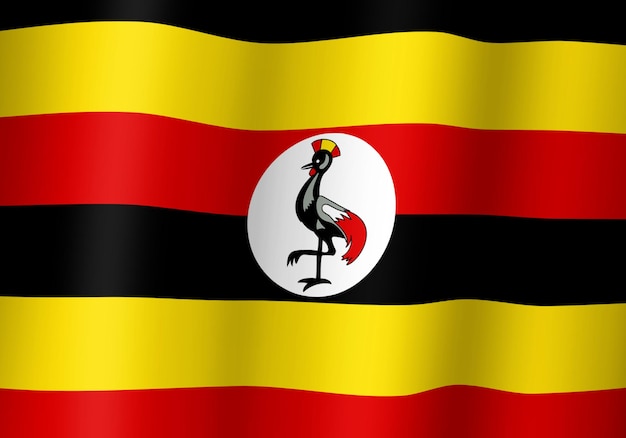 Uganda-Nationalflagge, 3D-Illustration, Nahaufnahme