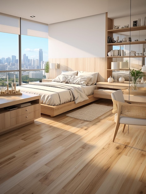 UHD-Hintergrundbild für modernes, luxuriöses, gemütliches Schlafzimmer